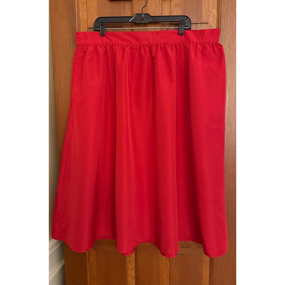 Old Navy Taffeta Holiday Skirt Womens 2X Red Pull-On Midi Party‎ Christmas NYE